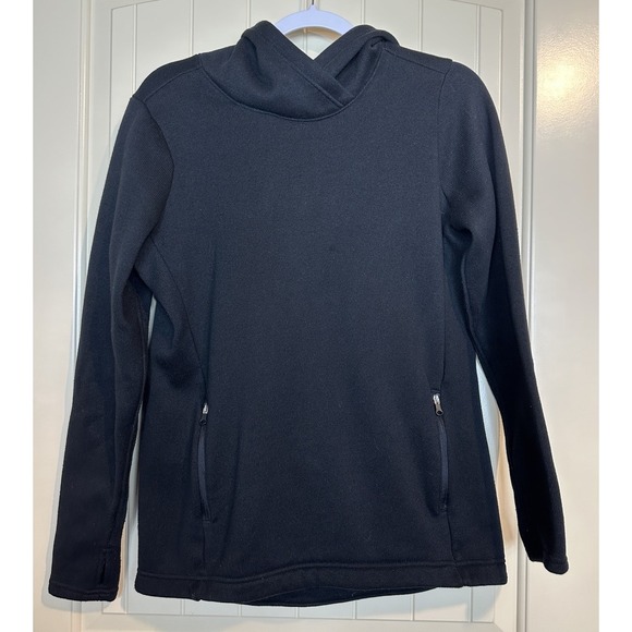 Old Navy Active Womens Hoodie Black Sweatshirt Sweater Thumb Holes Top Sz M GUC - Picture 1 of 6